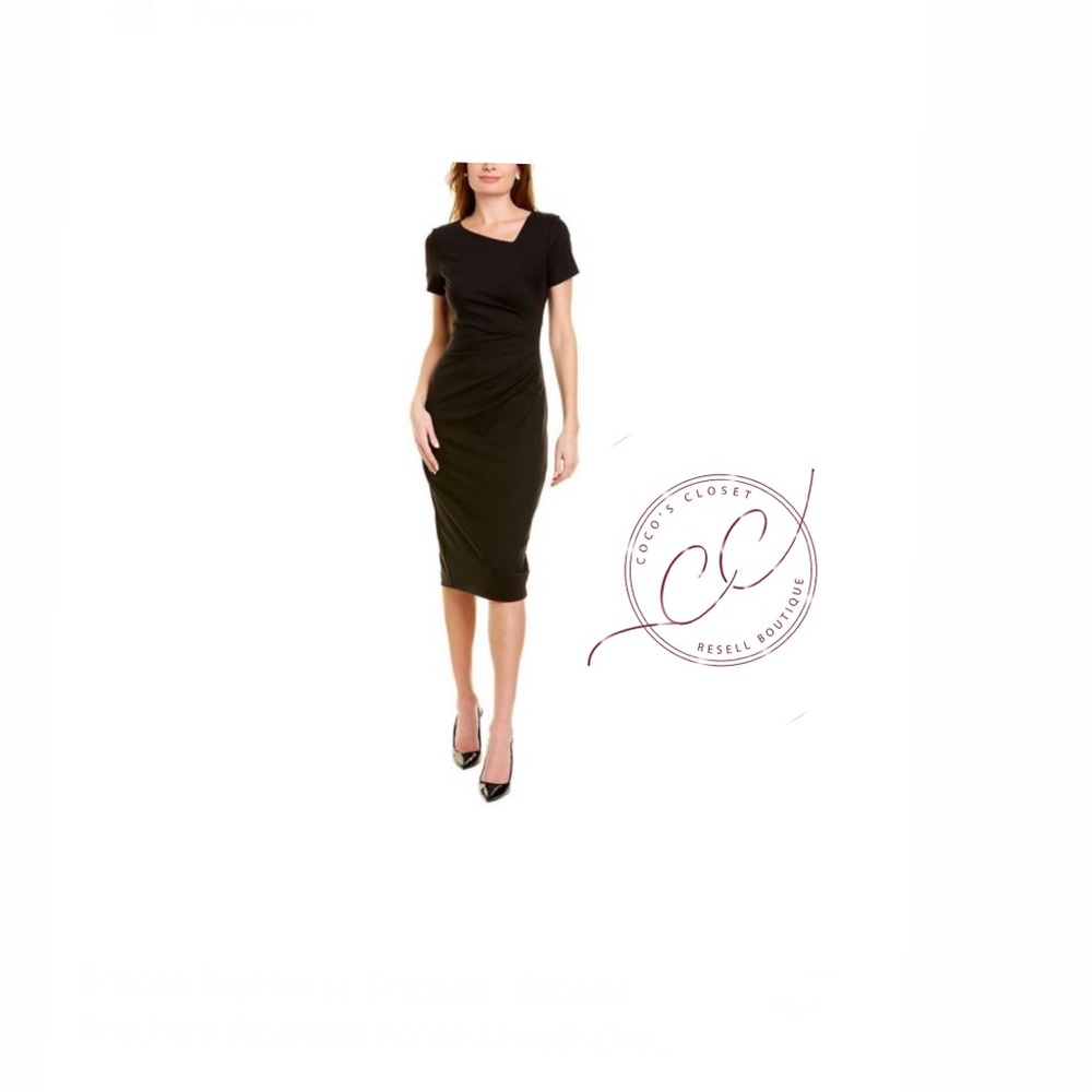 Brooks Brothers Black Asymmetric Neck Sheath Dress
